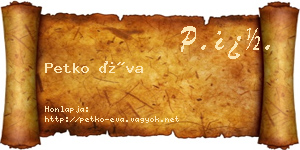 Petko Éva névjegykártya